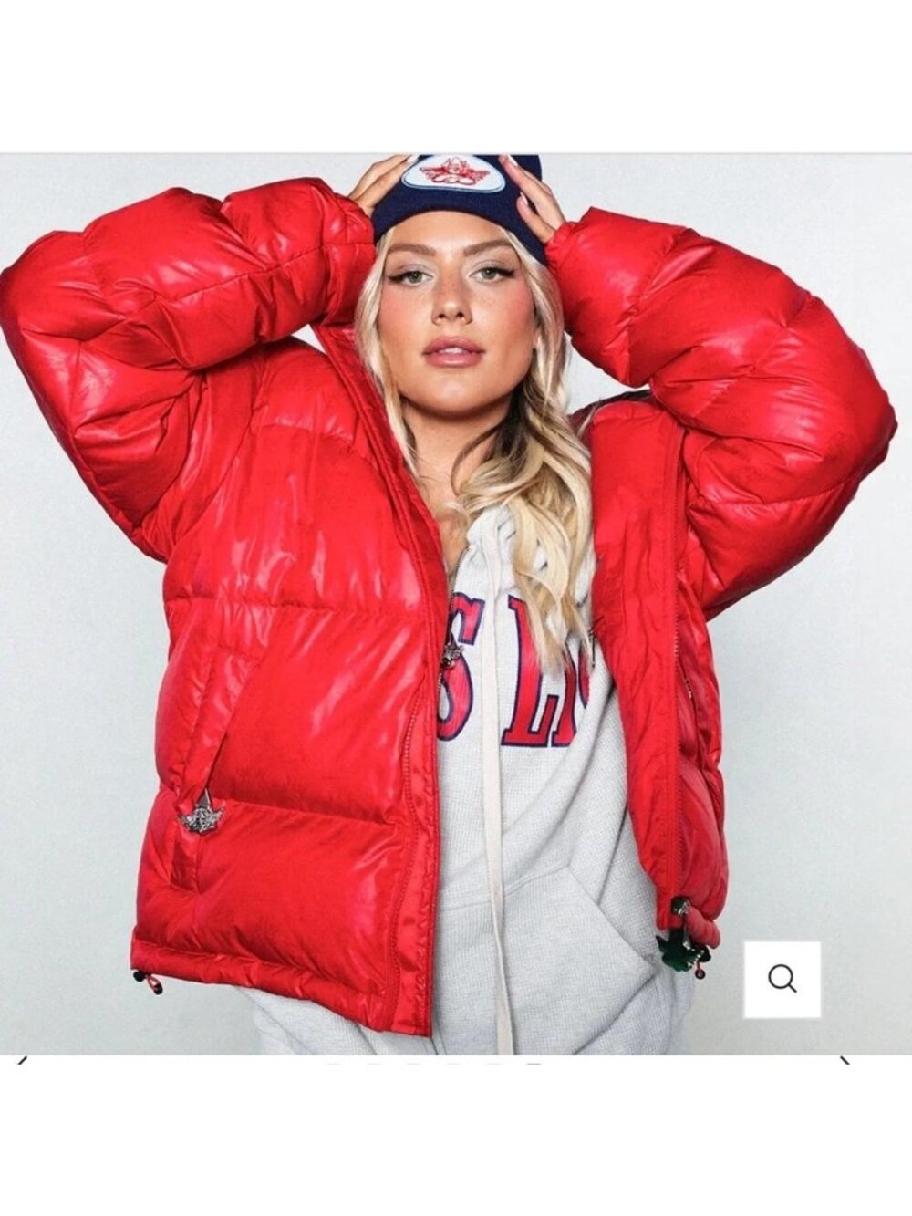 Boys Lie Cherub Logo Red Puffer Down Jacket Cozy Gorpcore Outdoors Womens M L